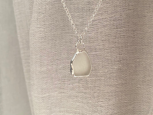 Sea glass pendant White