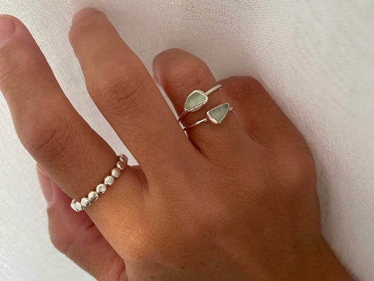 Sea glass dainty rings Sea Foam