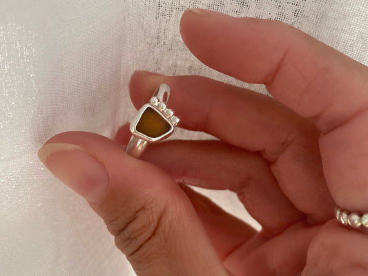 Sea glass ring Hunny Bronze
