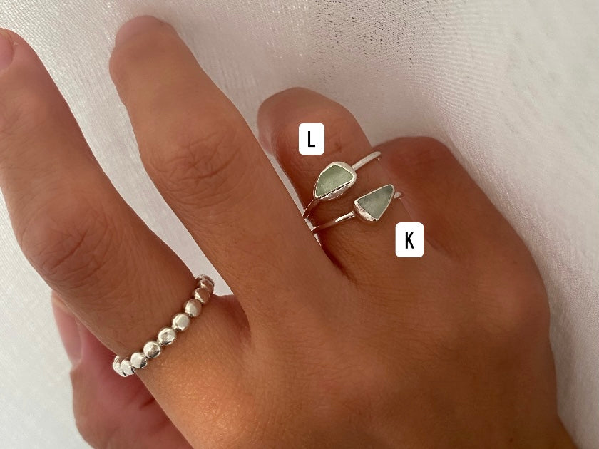 Sea glass dainty rings Sea Foam