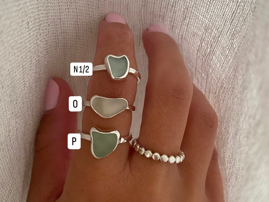 Sea glass heart rings