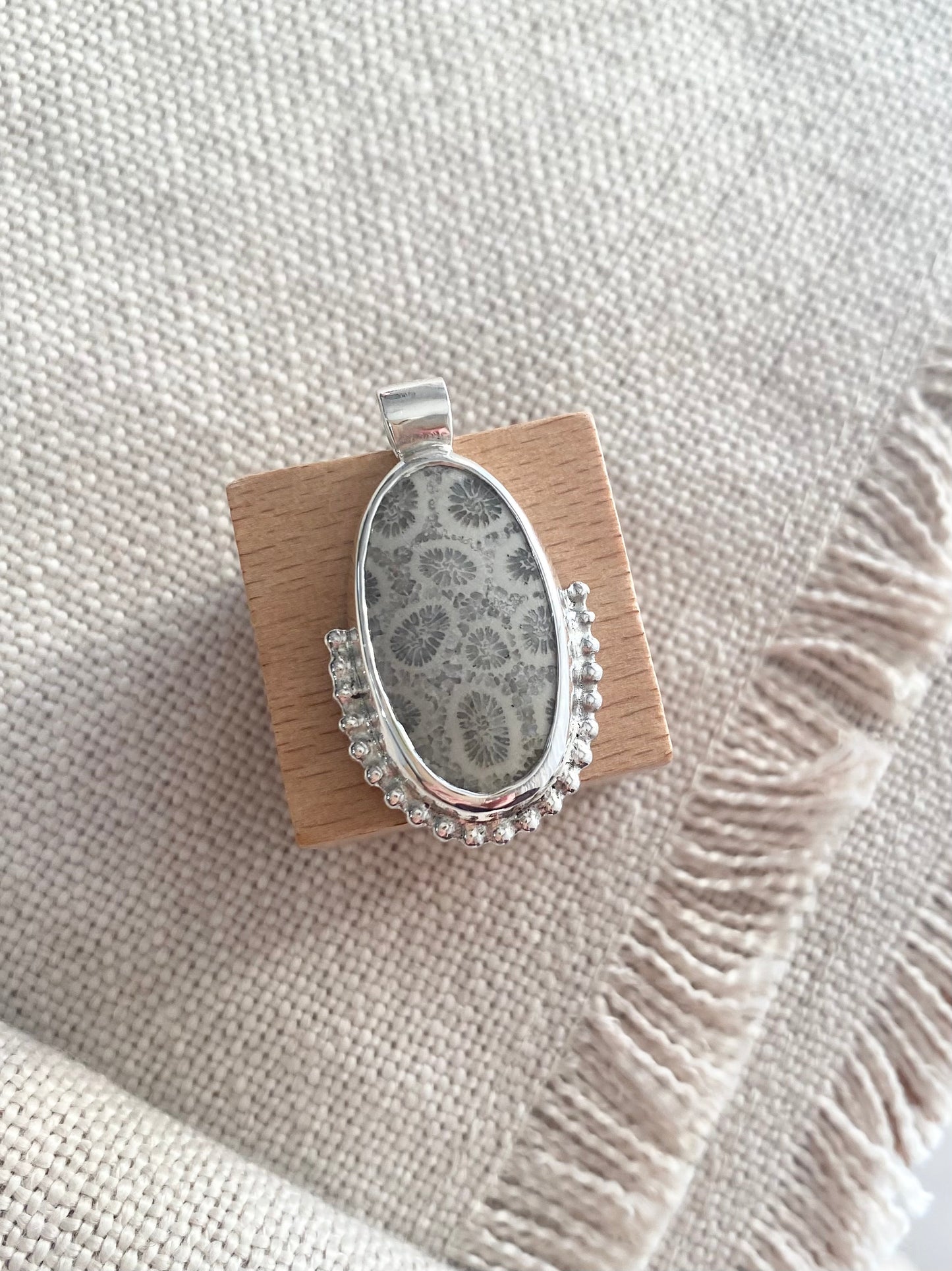 Fossil Coral Oval Pendant