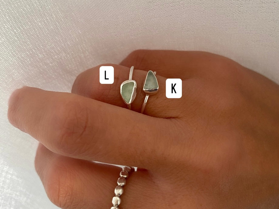 Sea glass dainty rings Sea Foam