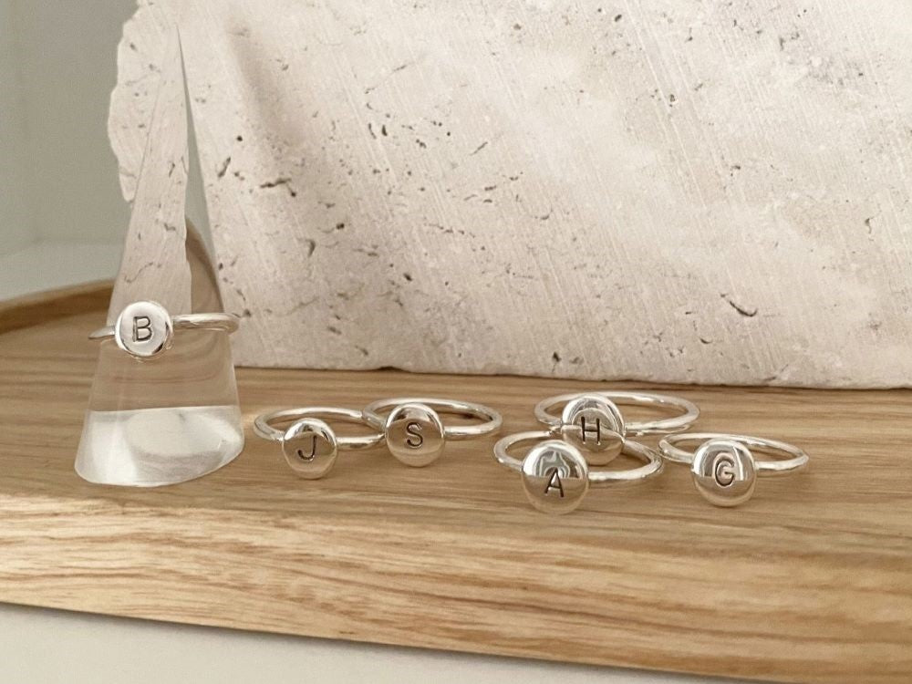 Silver letter ring