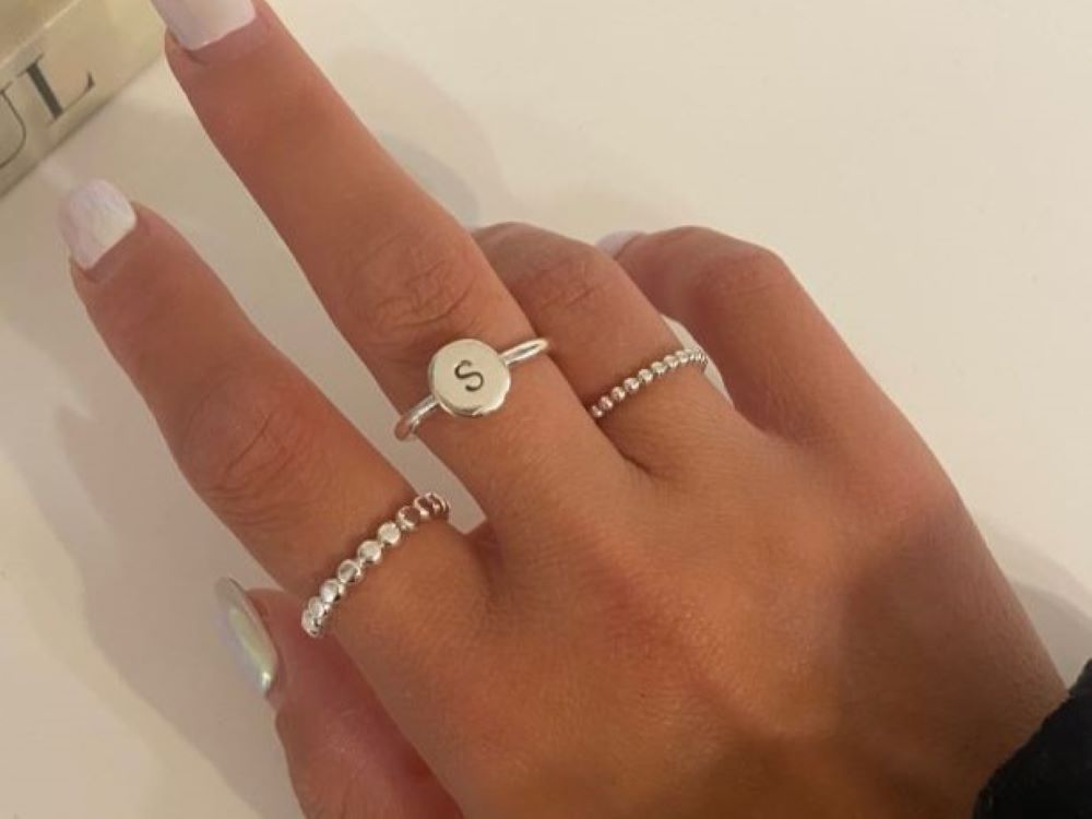 Silver letter ring