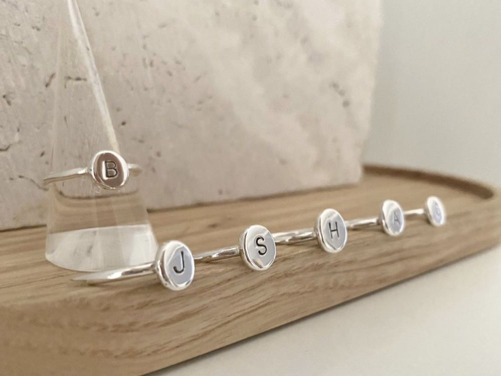 Silver letter ring