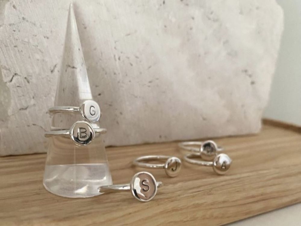 Silver letter ring
