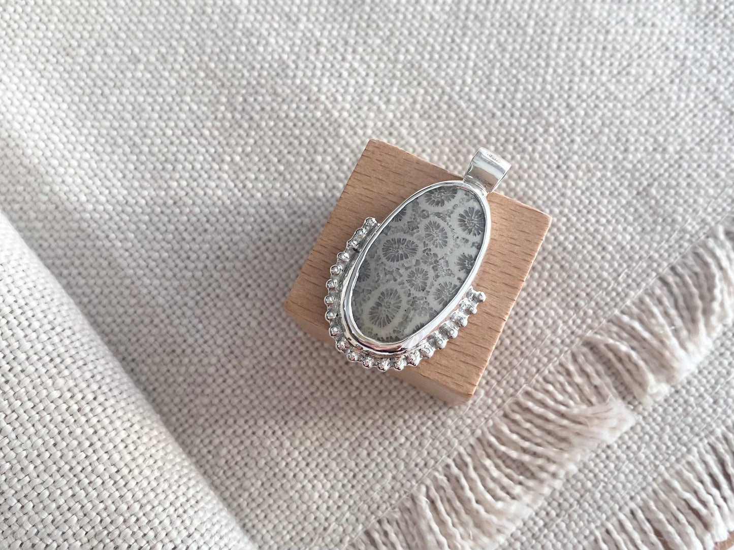 Fossil Coral Oval Pendant