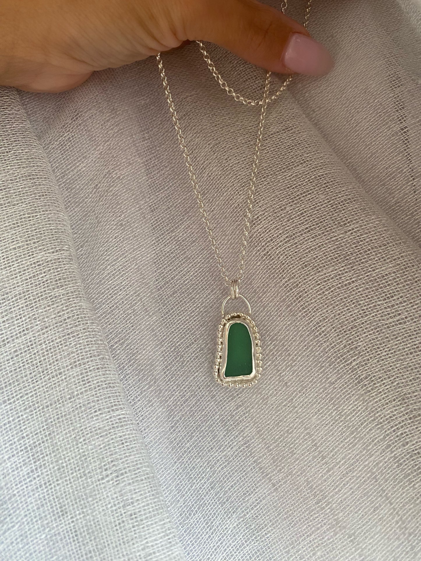 Sea Glass Necklace Green