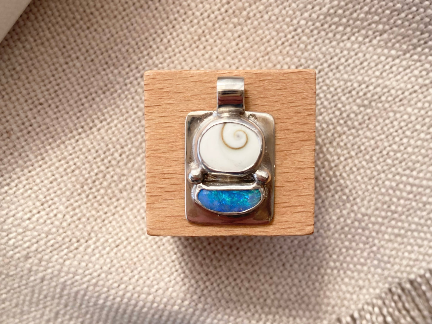 Australian Opal and Shiva Shell Pendant