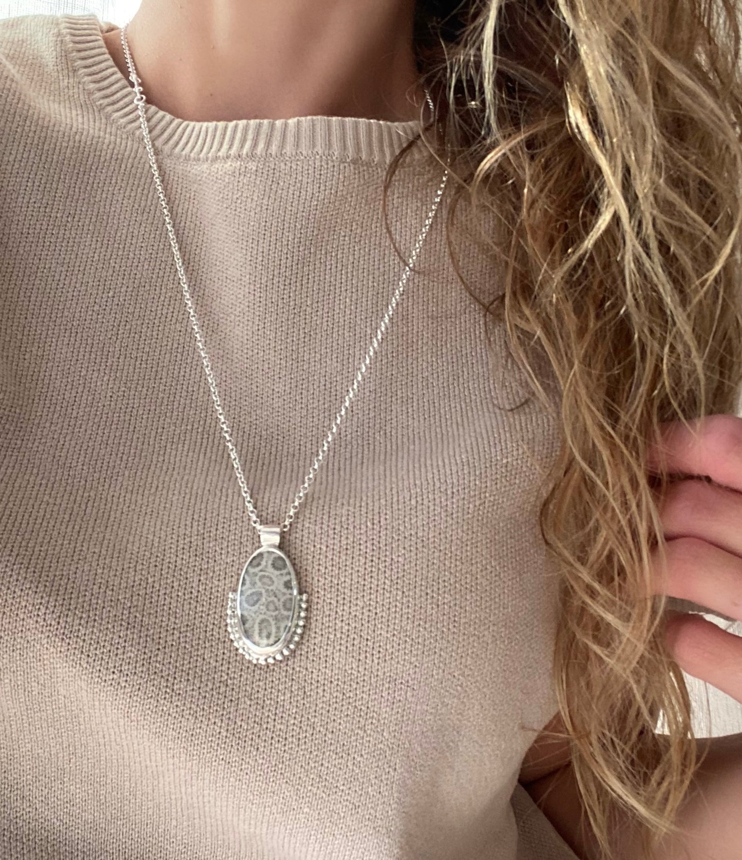 Fossil Coral Oval Pendant