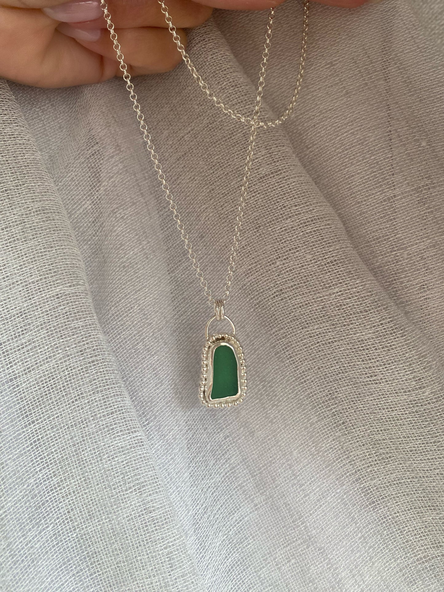 Sea Glass Necklace Green