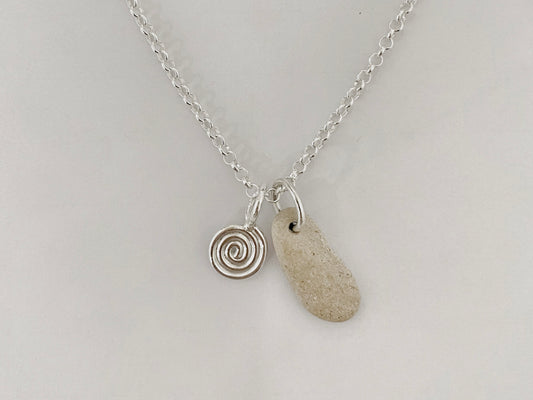 Sea Stone with Sea Swirl charm necklace