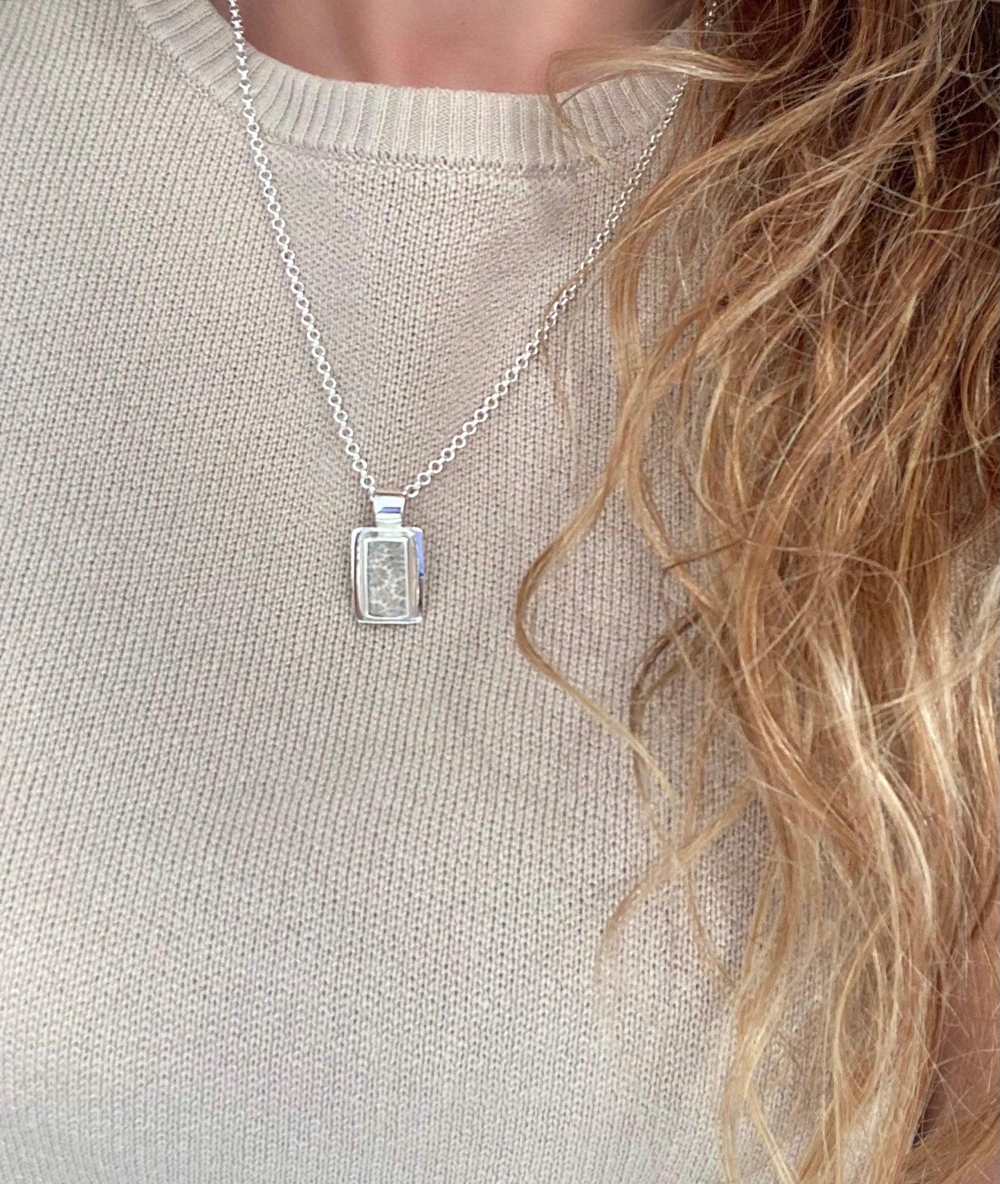 Fossil Coral Rectangle Pendant