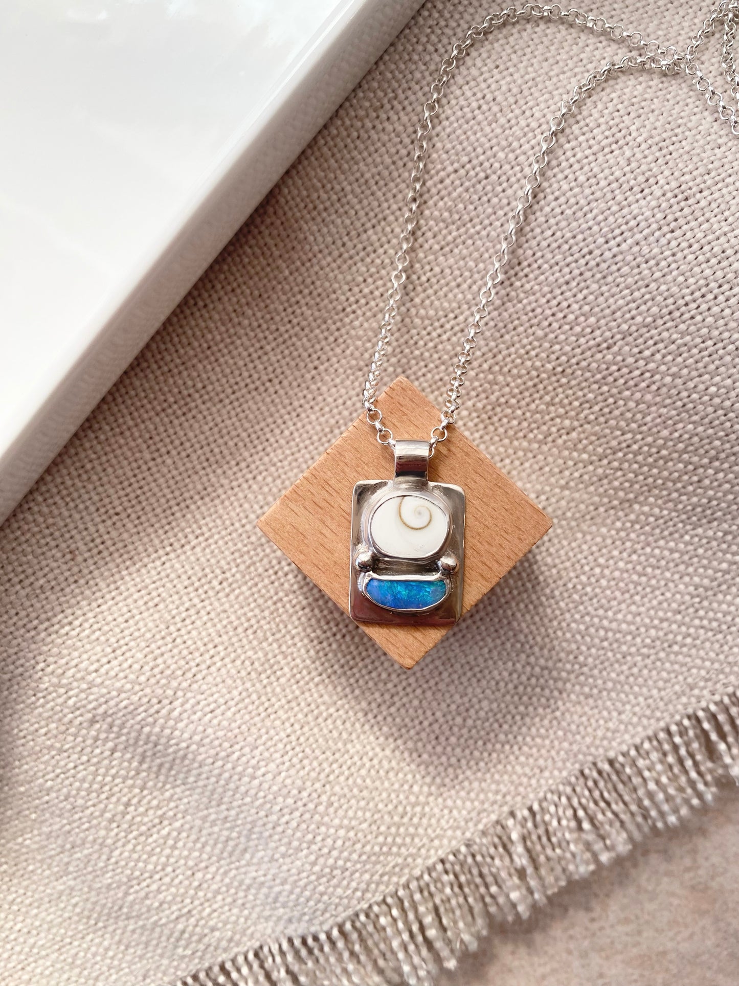 Australian Opal and Shiva Shell Pendant
