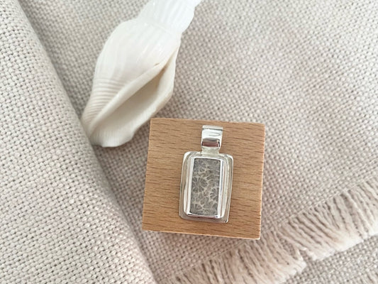 Fossil Coral Rectangle Pendant