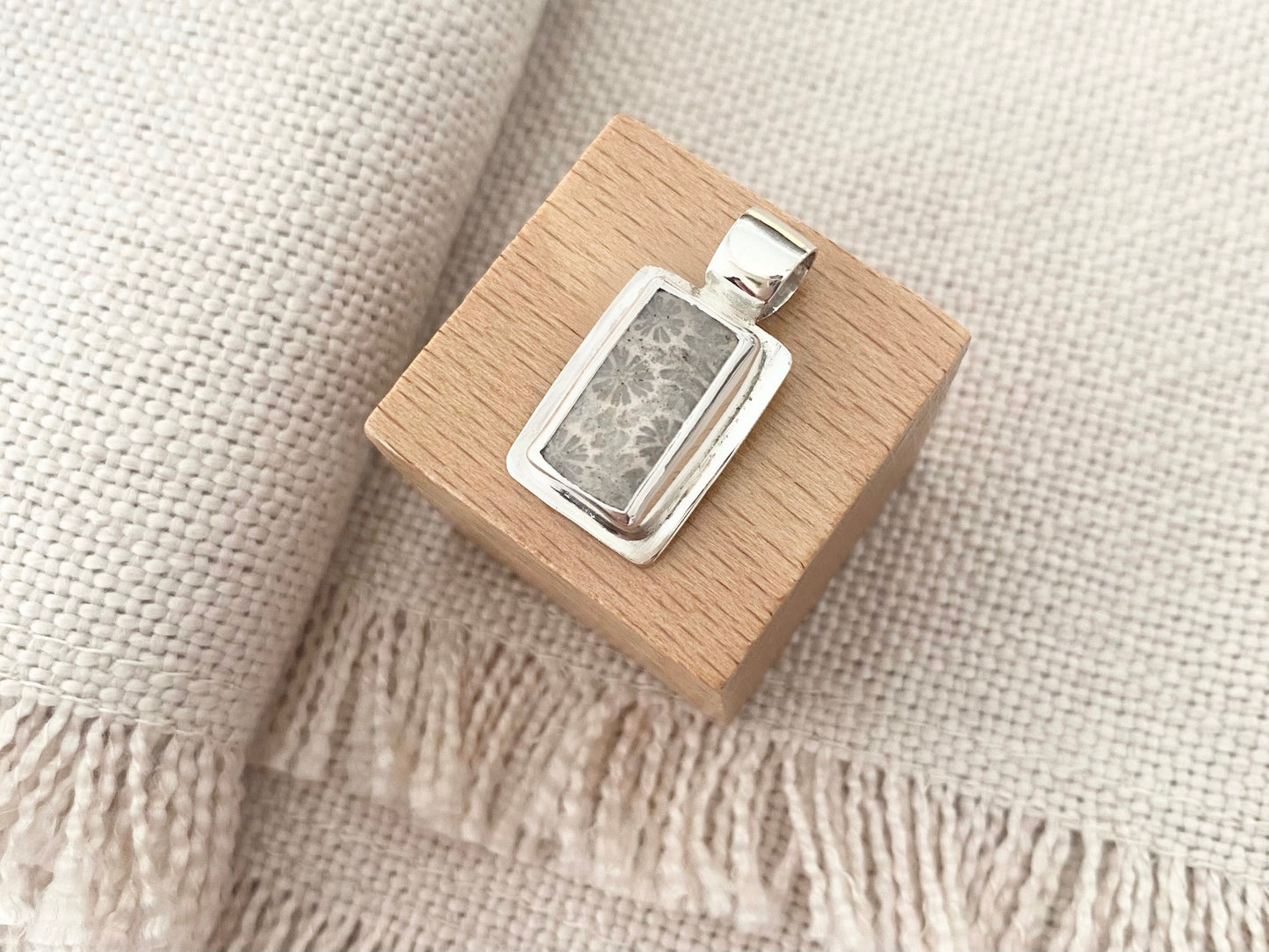 Fossil Coral Rectangle Pendant