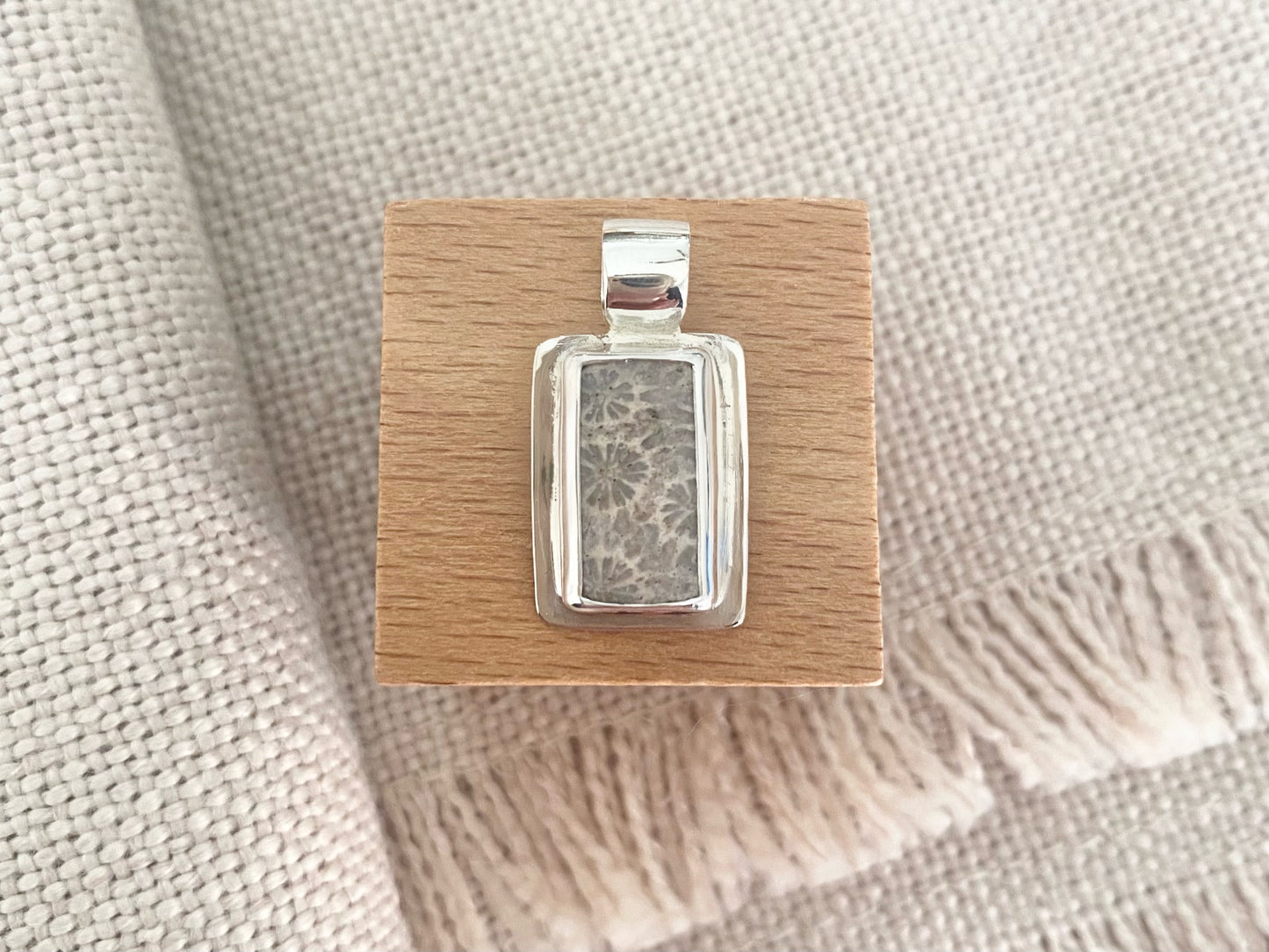 Fossil Coral Rectangle Pendant
