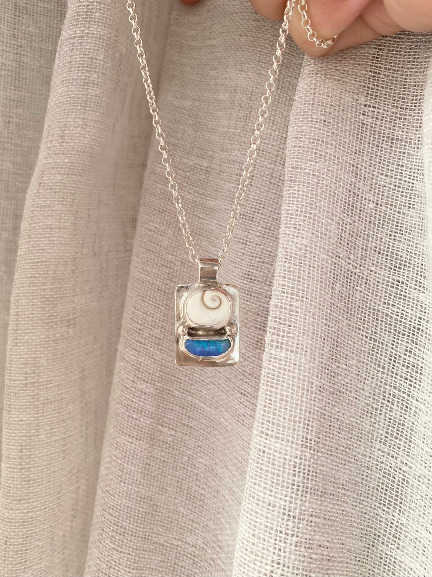 Australian Opal and Shiva Shell Pendant