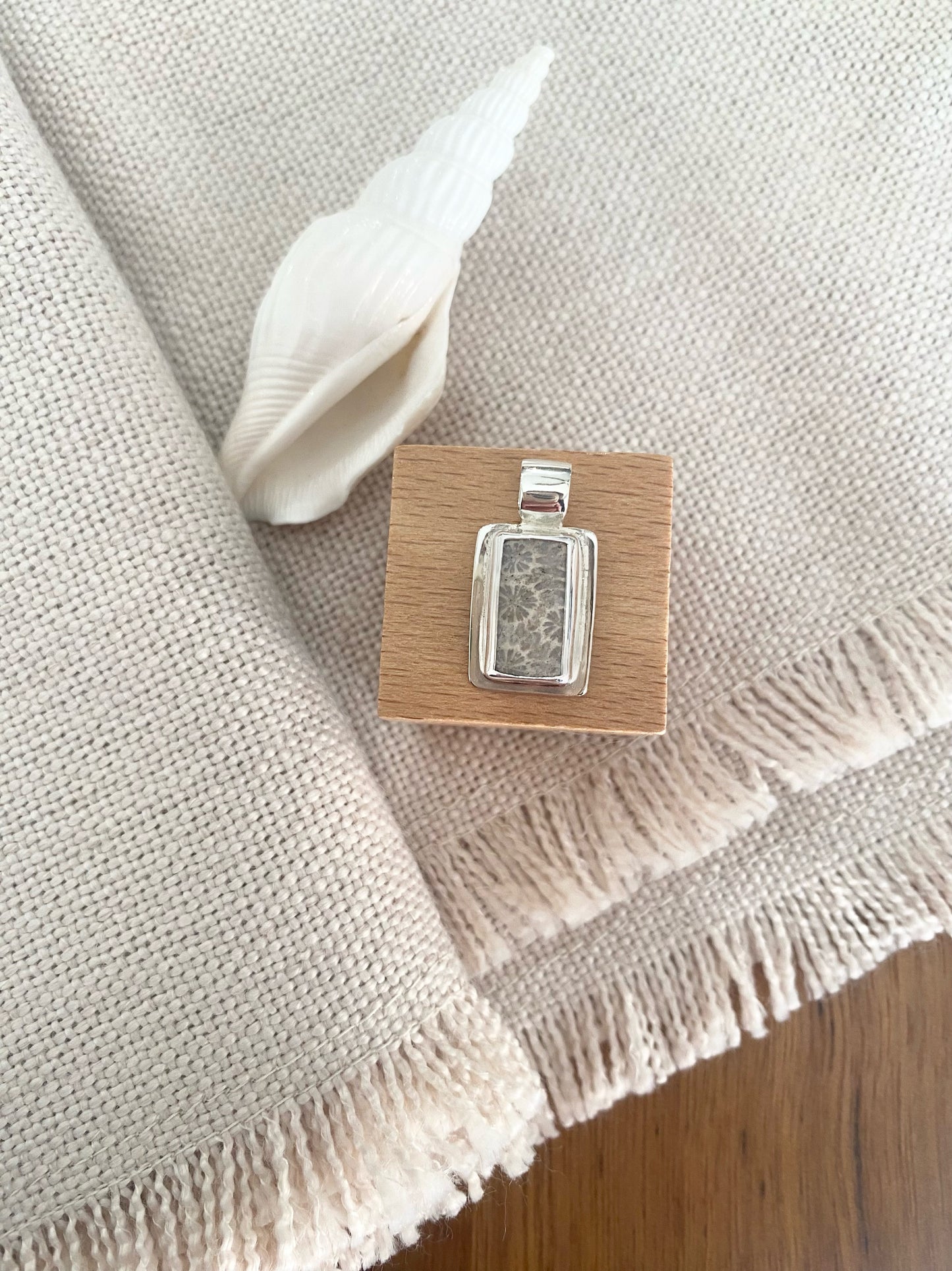 Fossil Coral Rectangle Pendant