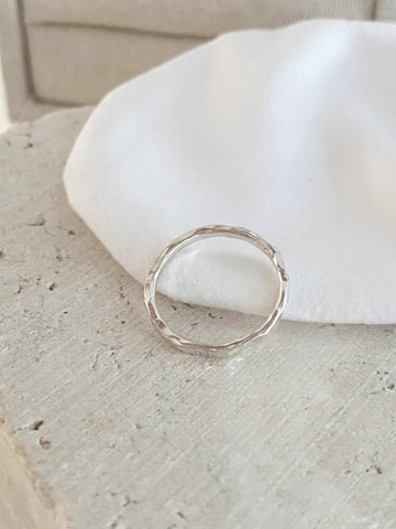 2mm Hammered Fortune Ring, Sterling silver ring, Stacking ring